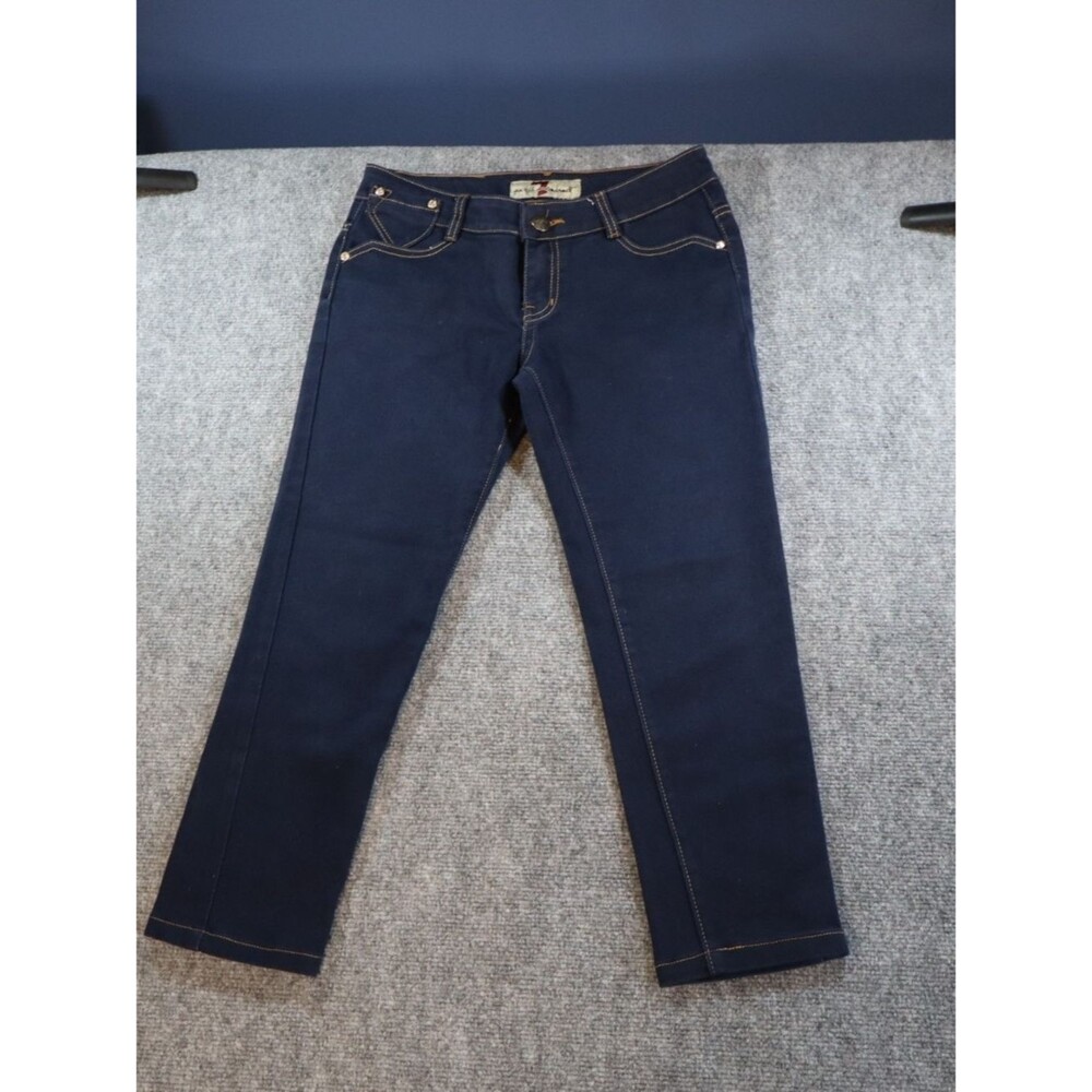 7 For All Mankind Womens Jeans 29 Navy Blue Cropped Skinny Stretch Denim